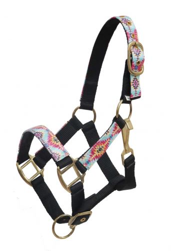 PONY Halter with multi color Navajo print overlay