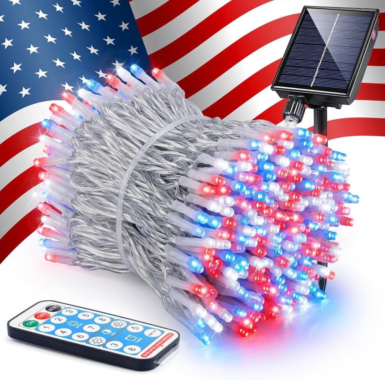 165Ft Solar String Lights White Wire Outdoor,500 LED Christmas Lights with 8 Modes and Timer, Remote Control
