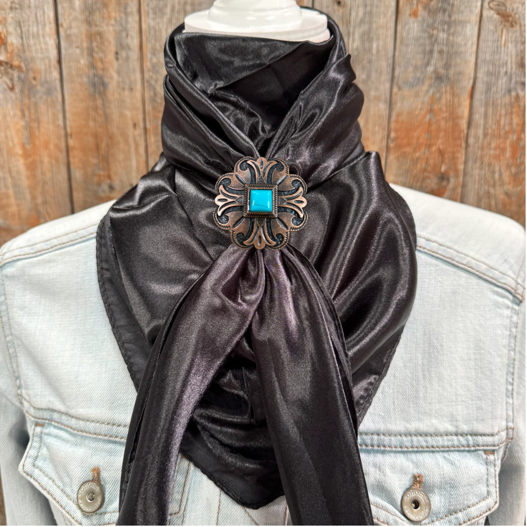 35X35" Solid Black Wild Rag / Scarf WRS4 - Western Concho Wild Rag Slides - Assorted