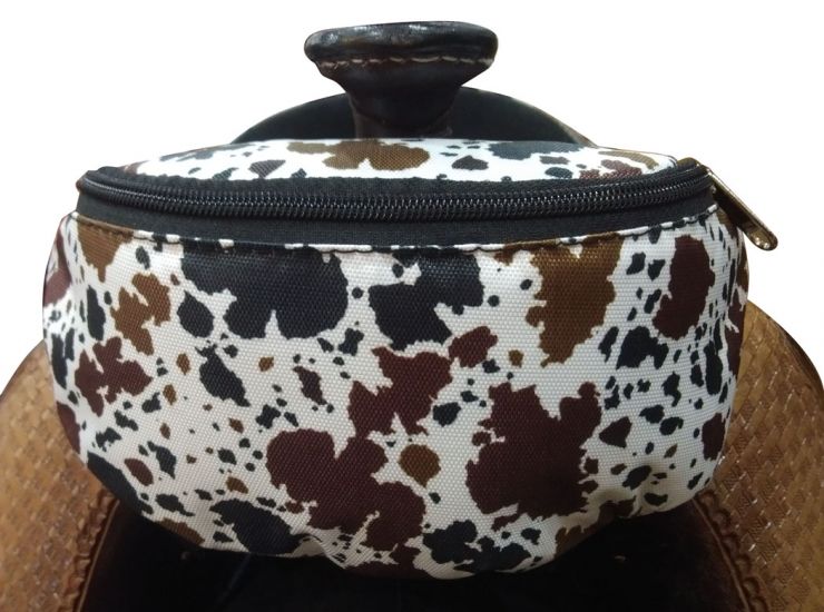 Cow Print Insulated Nylon Saddle Pouch