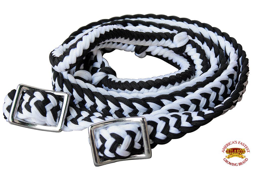 1" X 8Ft Braided Poly Barrel Horse Racing Reins Flat Grip