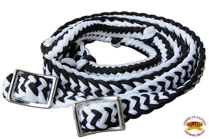 1" X 8Ft Braided Poly Barrel Horse Racing Reins Flat Grip