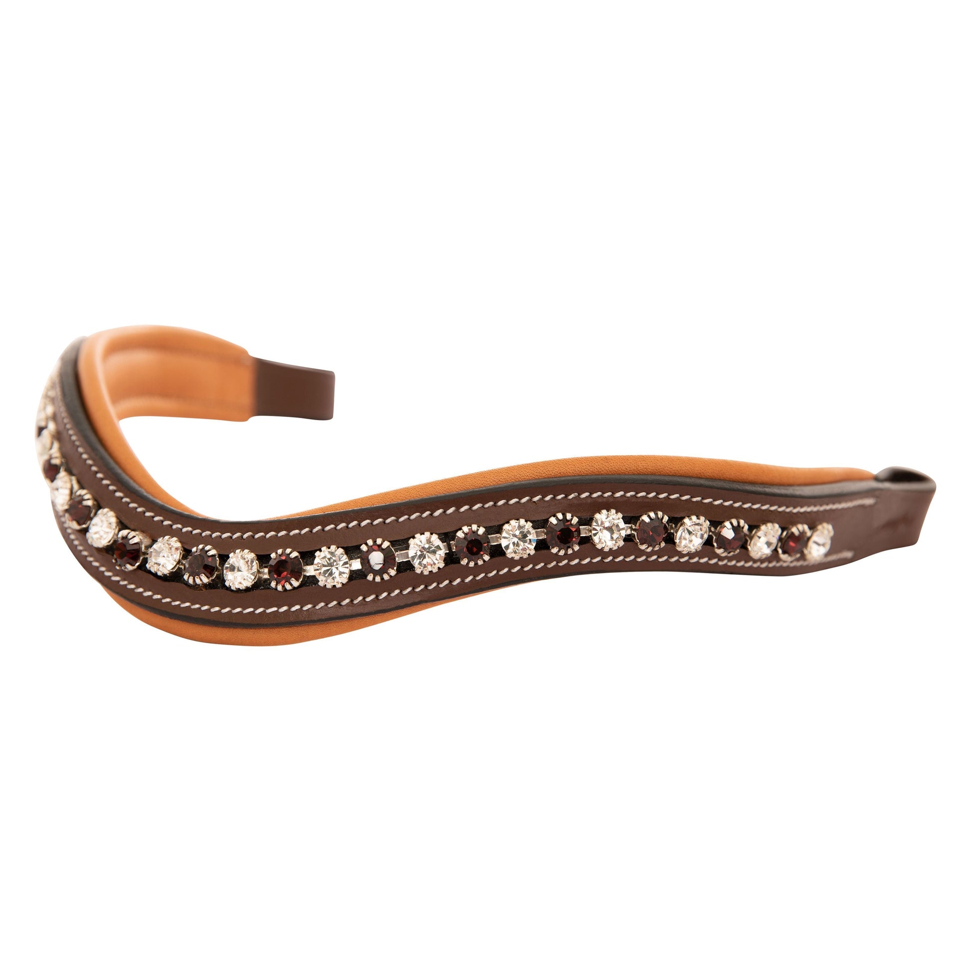 ExionPro Elegant Soft Padded Clear Crystal, Burgundy Colored Crystal Browband