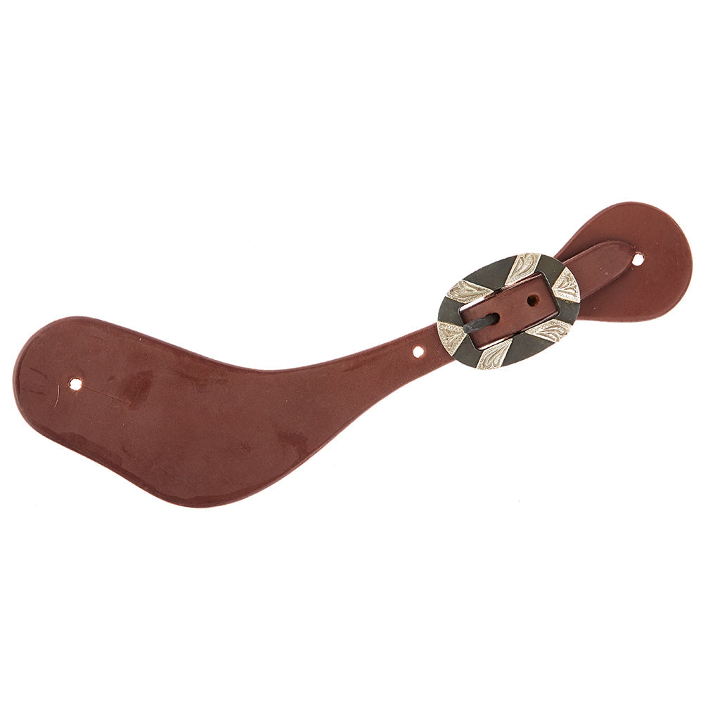 WD-DWSSO-20 Mens Oiled Dove Wing Spur Straps With Oval Silver Bar Buckles