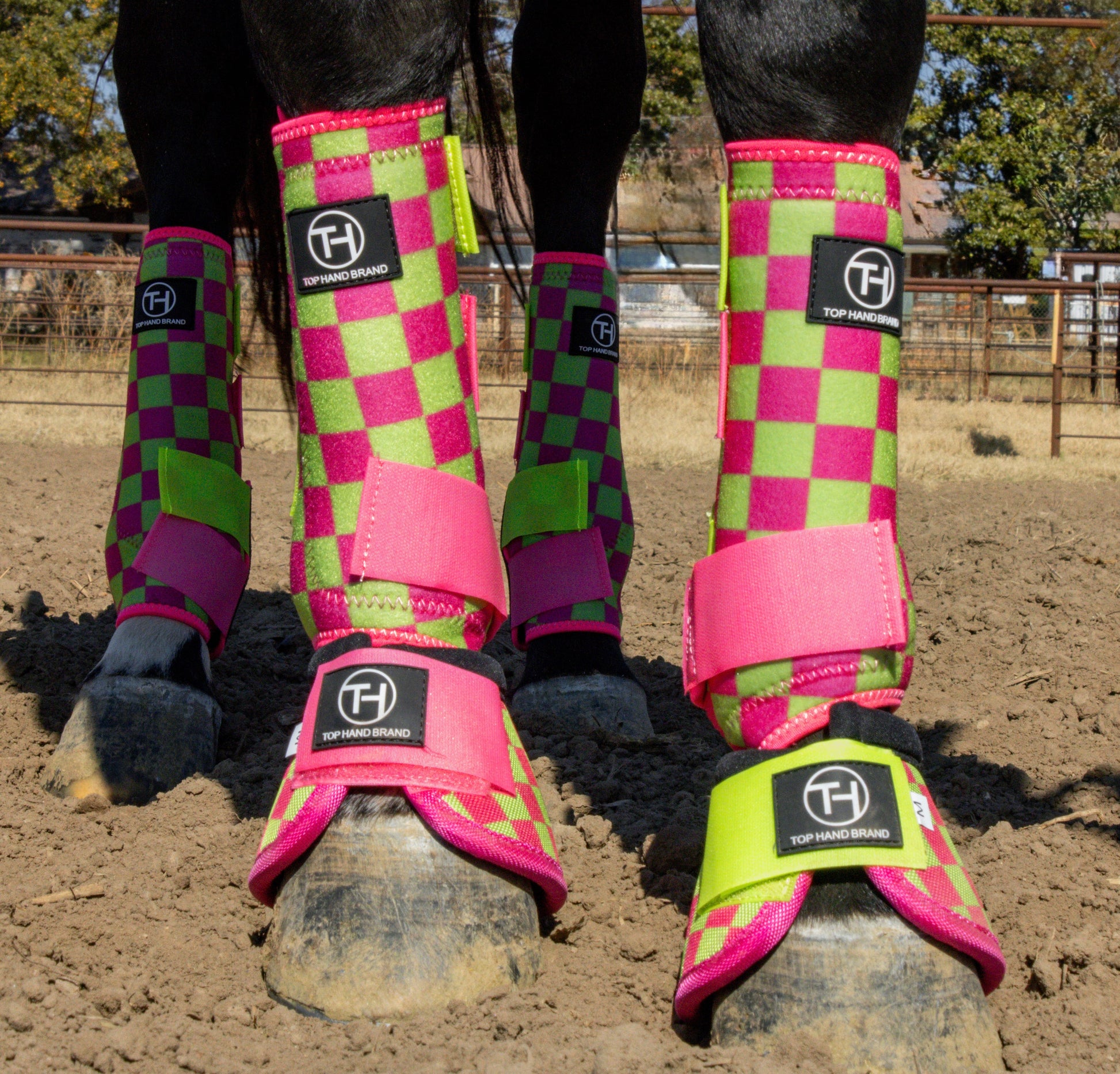 Lime/Pink Checkered Bell Boot