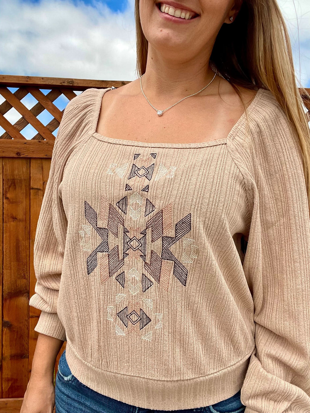 Women’s Wrangler Embroidered Square Neck Blouse - SALE
