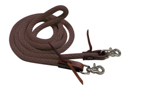 19246 - 96" Derby nylon barrel reins with scissor snap ends - BROWN