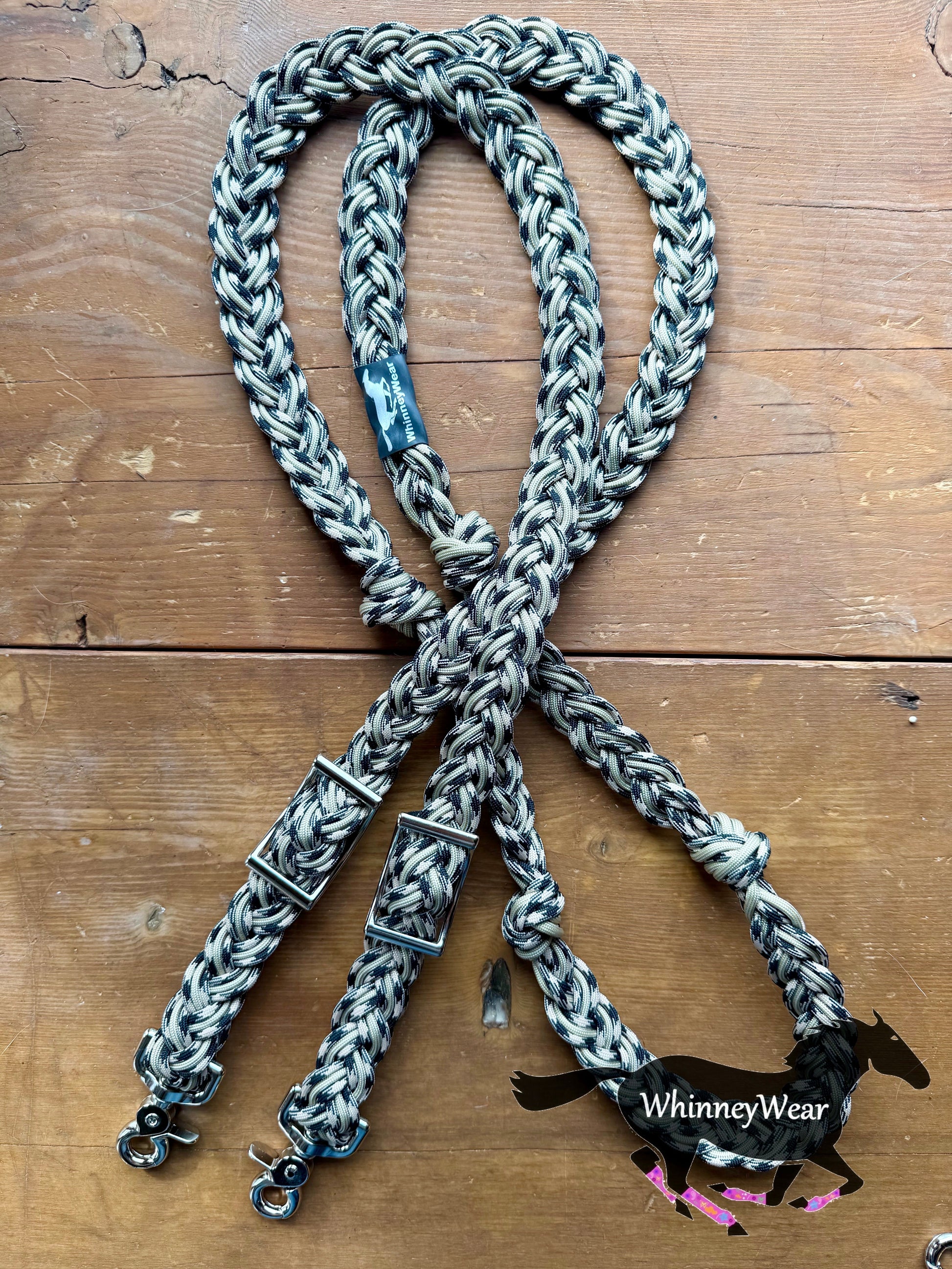 8ft Black & Gold Braided Reins