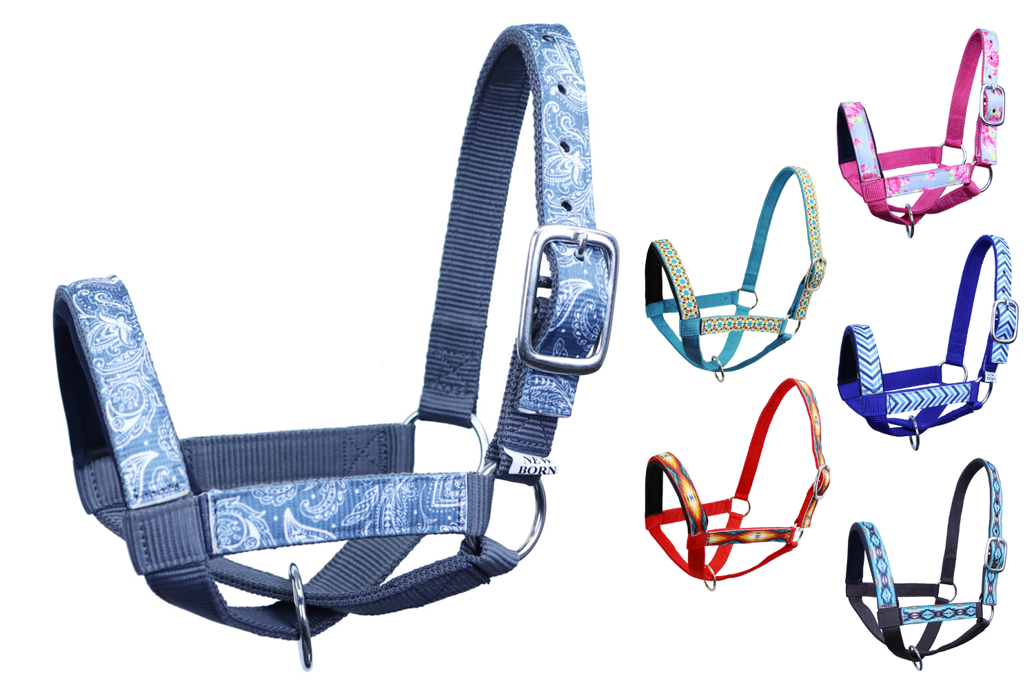 Derby Originals Patterned Double Layer Nylon Figure-8 Cattle Halters - 6 Month Warranty