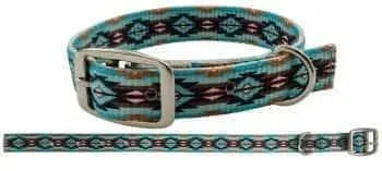 Teal Brown Southwest designed nylon dog collar.
