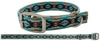 Teal Brown Southwest designed nylon dog collar.