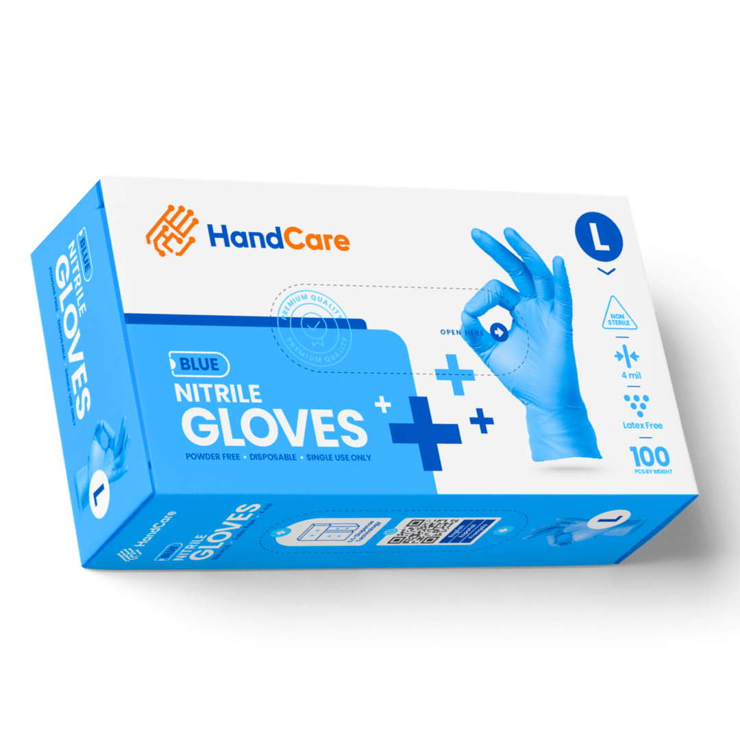 HandCare Blue Nitrile Gloves - Exam Grade, Powder Free (4 Mil), 1,000 Gloves - BOGO 20% OFF