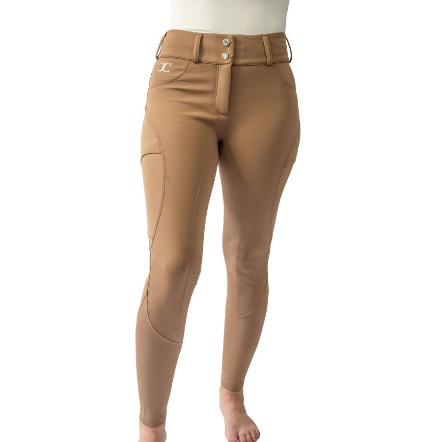 Beige Mid-Weight Winter Knee Patch Breeches With Free Belt