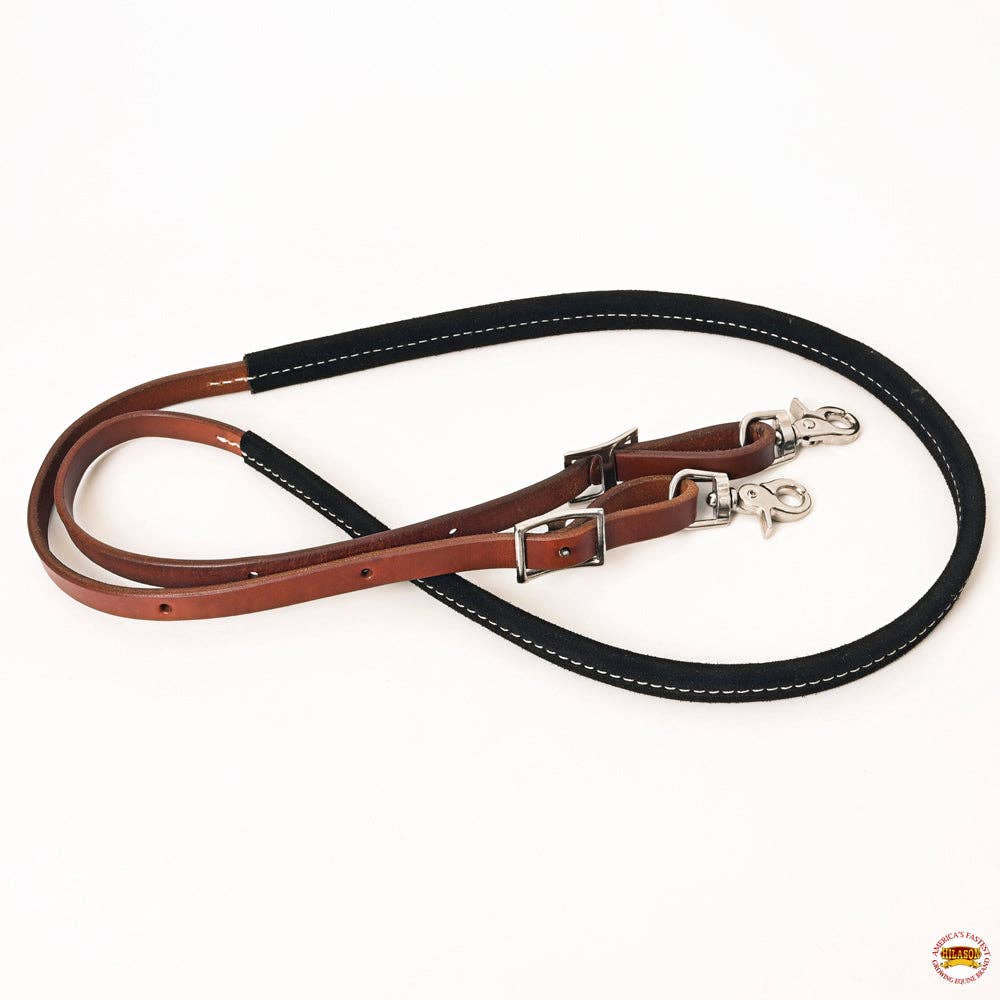 Horse American Leather Barrel Roper Reins Brown & Black - Blazzing Bridles