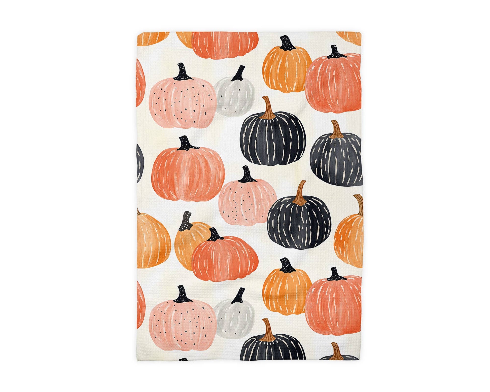 Pumpkin Fall Botanical Floral Autumn Kitchen Towel Waffle