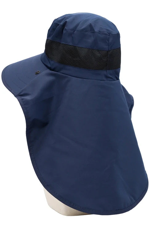 Dark Neutral Wide Brim Poly Fabric Mesh Sun Visor/NAVY BLUE
