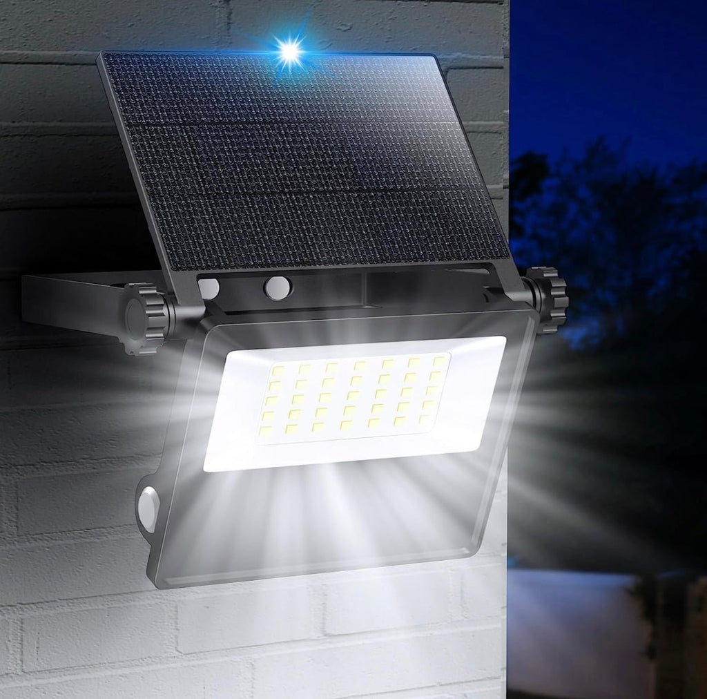 SmartYard 2-Pack Solar Security Flood Lights Outdoor, 2000 Lumens, Metal & Glass Radar Motion Sensor Lights, 30FT 180° Detection