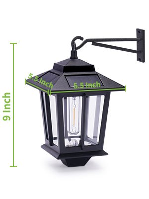 2 Pack SmartYard Solar Wall Hanging Lanterns with Replaceable Bulb, 4 Solar Panels,Anti-Rust