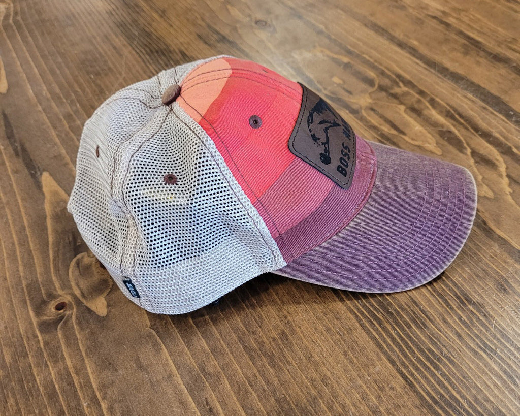 The Boss Mare Logo Leather Patch Hat Vintage Red Stripe
