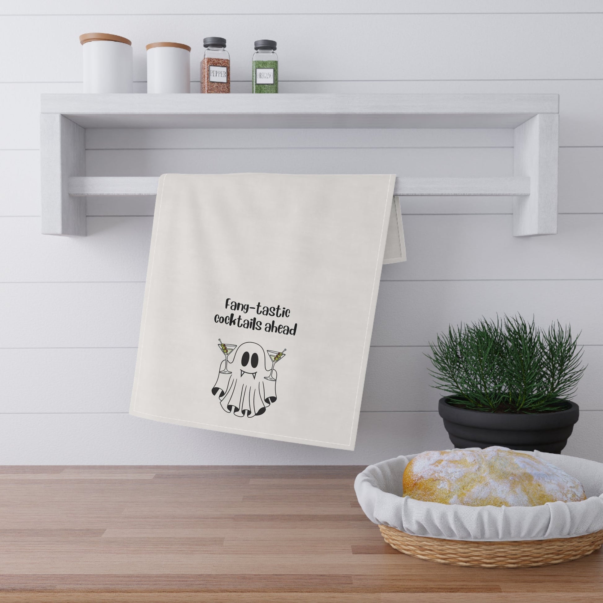 Spooky Ghost Tea Towels - Fang-tastic Cocktails Ahead, Halloween Kitchen Decor, Ghost Party Supplies, Unique Gift for Home, [...]