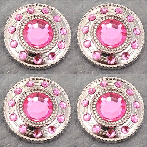 Western Screw Back Concho Nickle Wheel Shape W/Rope Edge Saddle Belt