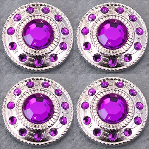 Screw Back Concho Nickle Purple Wheel Shape W/Rope Edge Saddle Belt