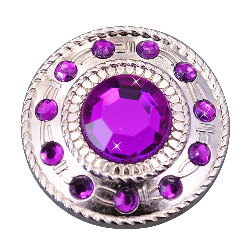 Screw Back Concho Nickle Purple Wheel Shape W/Rope Edge Saddle Belt