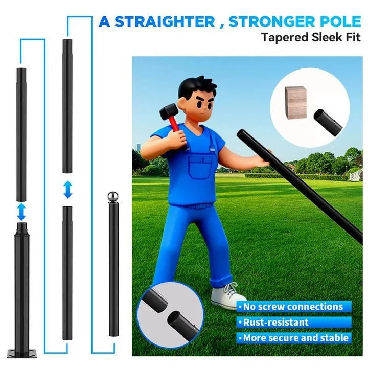 20Ft Commercial Grade Street/Parking/Flag Light Pole, Aluminum + Cage  1-Pack
