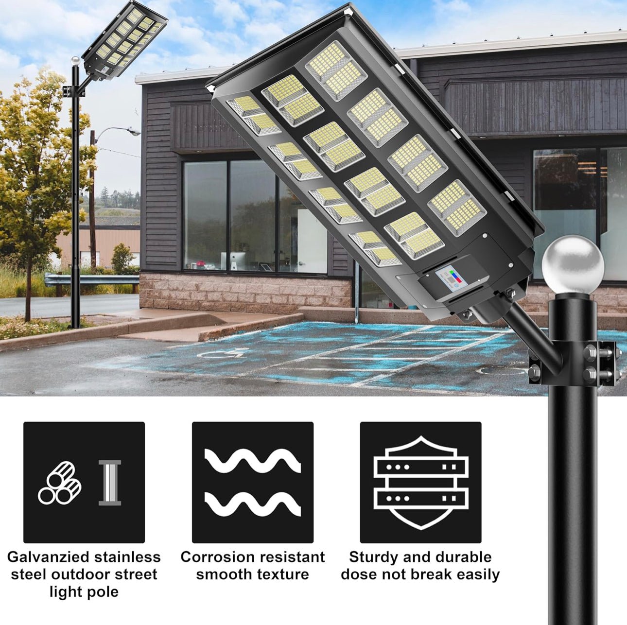 20Ft Commercial Grade Street/Parking/Flag Light Pole, Aluminum + Cage  1-Pack