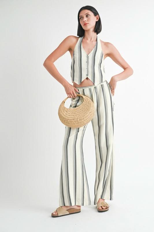 HALTER NECKLINE VEST WITH BACK TIE