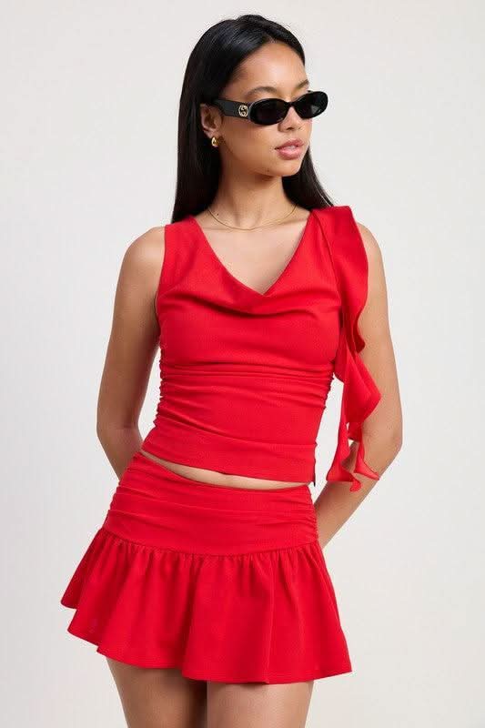 SLEEVELESS COWL NECK TOP