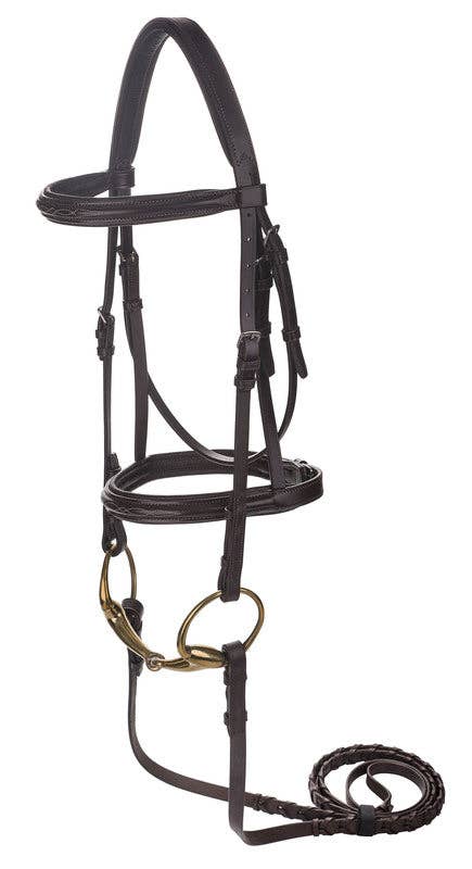 Henri de Rivel Advantage Mono Crown Padded Bridle – Fancy Stitched Leather with Laced Reins