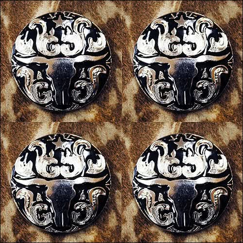 Western Screw Back Concholong Horn Black Saddle Headstall Bling Cowgirl