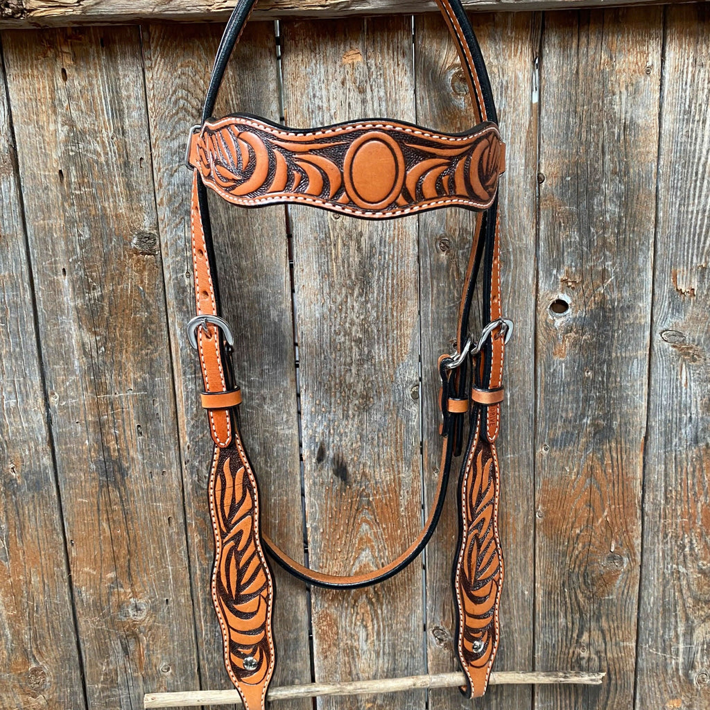 Two Tone Zebra Striped Browband Headstall/Bridle #241931