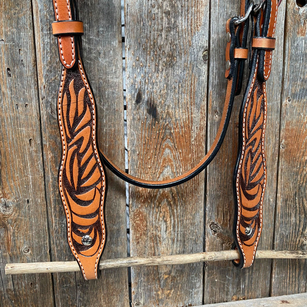 Two Tone Zebra Striped Browband Headstall/Bridle #241931