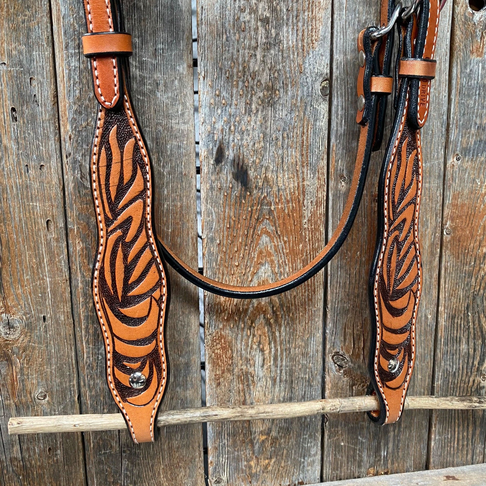 Two Tone Zebra Striped Browband Headstall/Bridle #241931