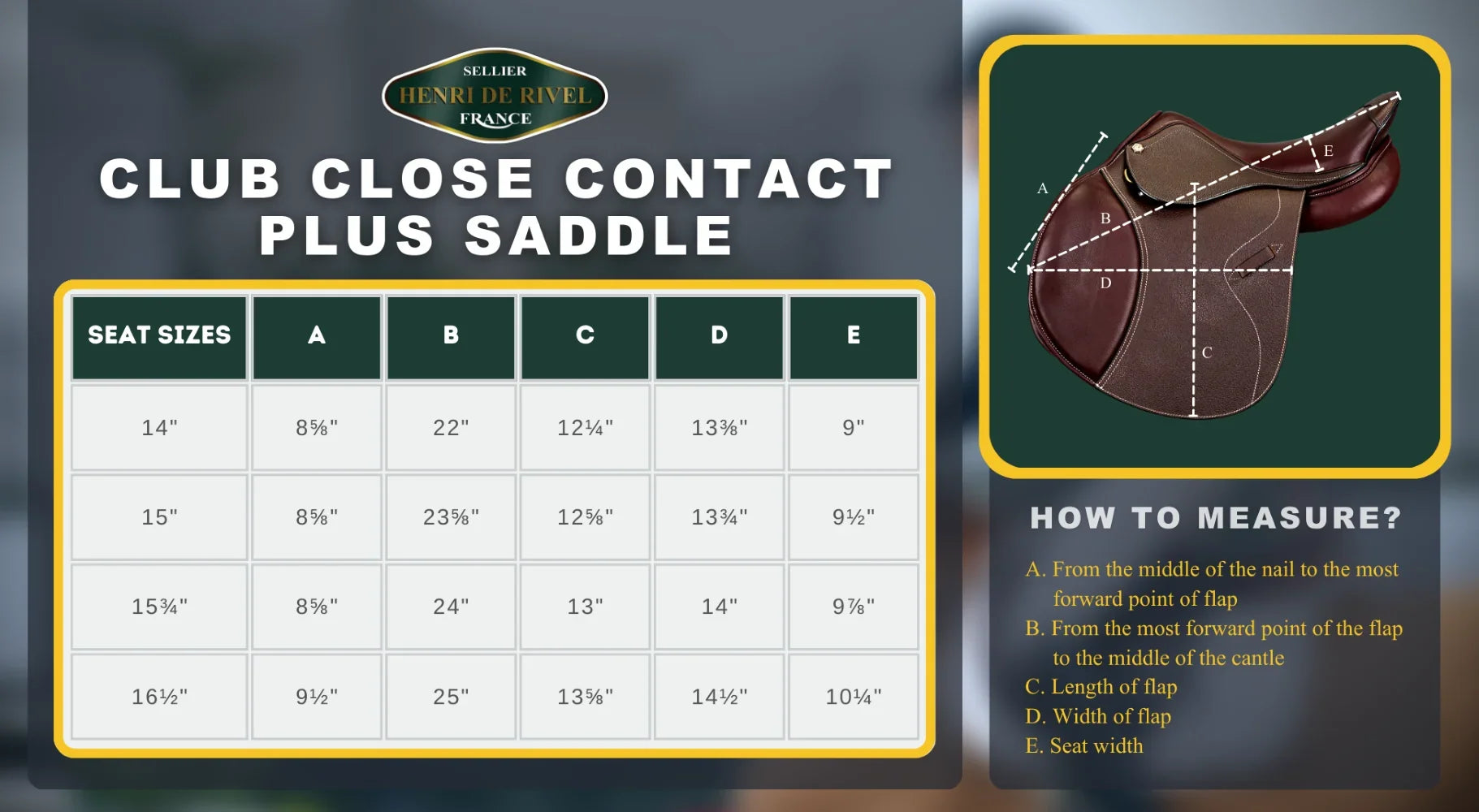 HENRI DE RIVEL CLUB CLOSE CONTACT PLUS IGP SADDLE