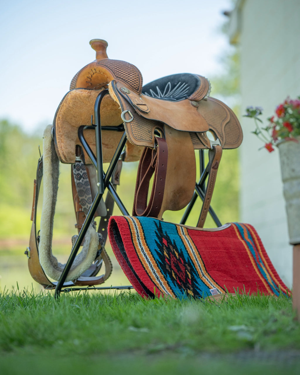 AJ Tack Freestanding Full Size Portable Horse Saddle Rack