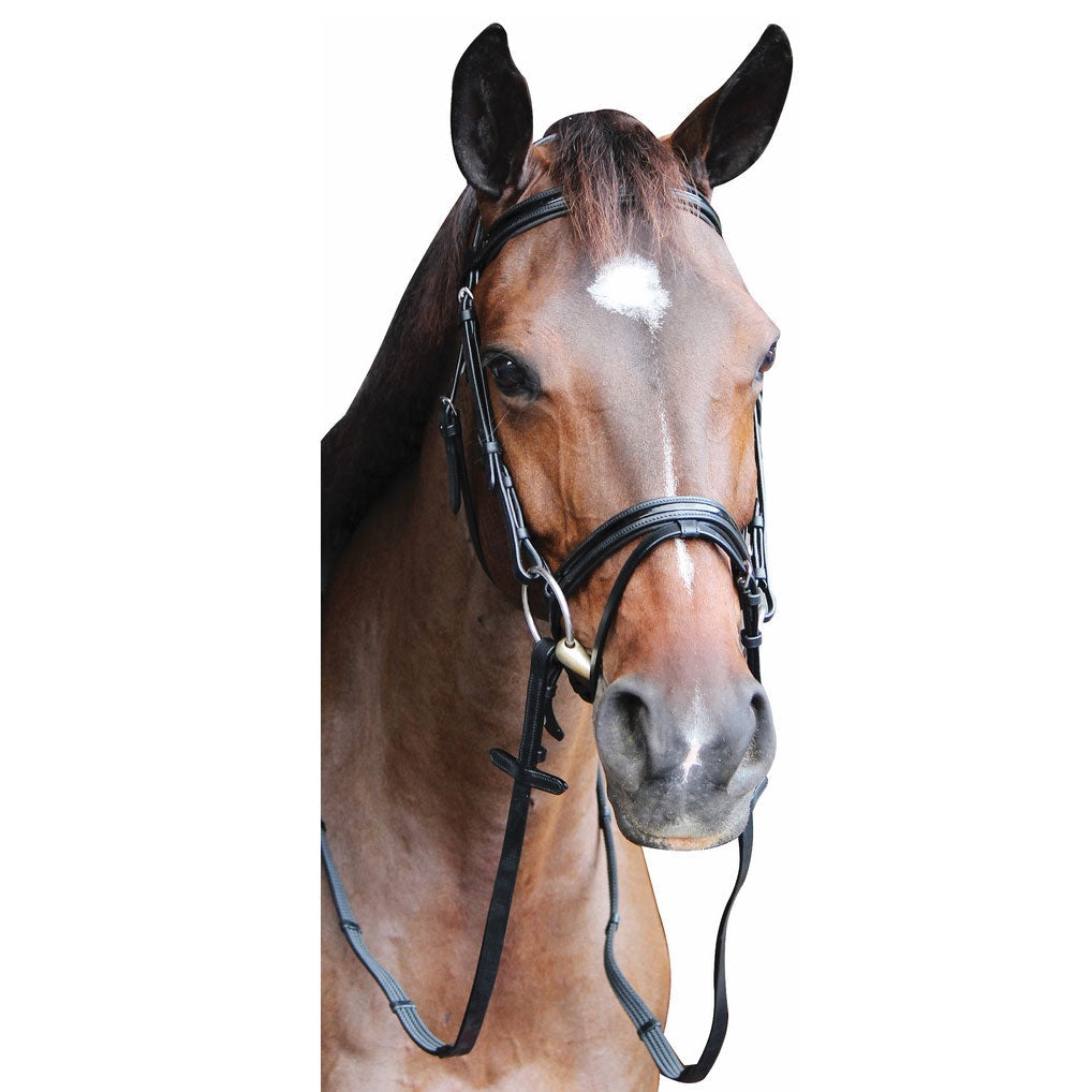 Henri de Rivel Pro Piaffe Mono Crown Bridle with Flash Noseband with Patent Leather