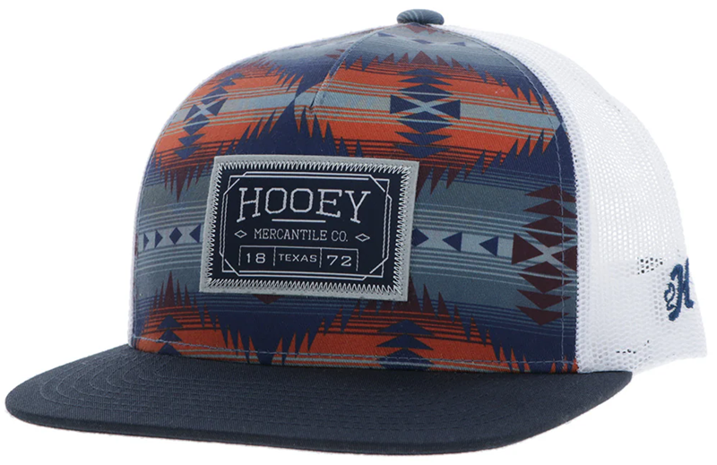 "Doc" Hat Navy/White Aztec with Rectangle Patch