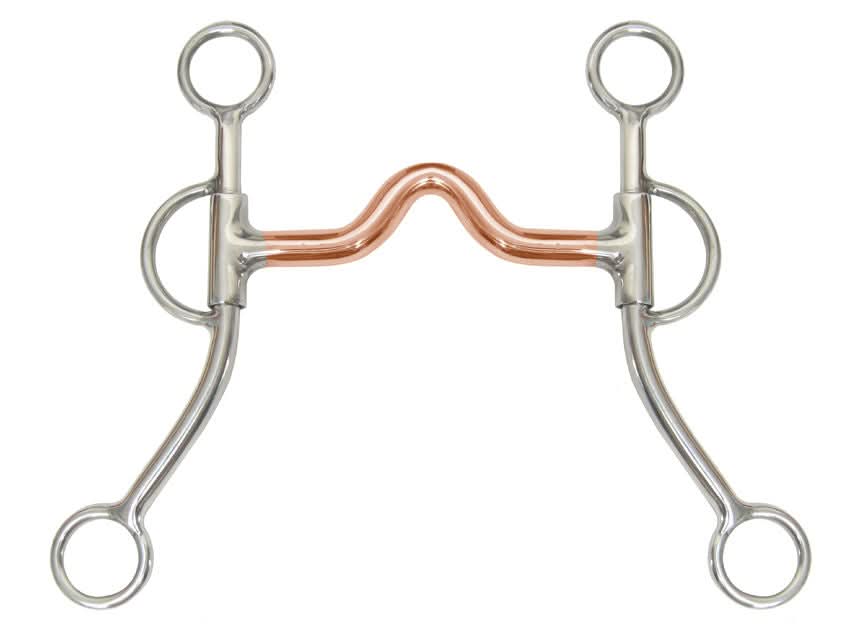 AJ Tack Double Rein Long Shank Medium Copper Port Bit