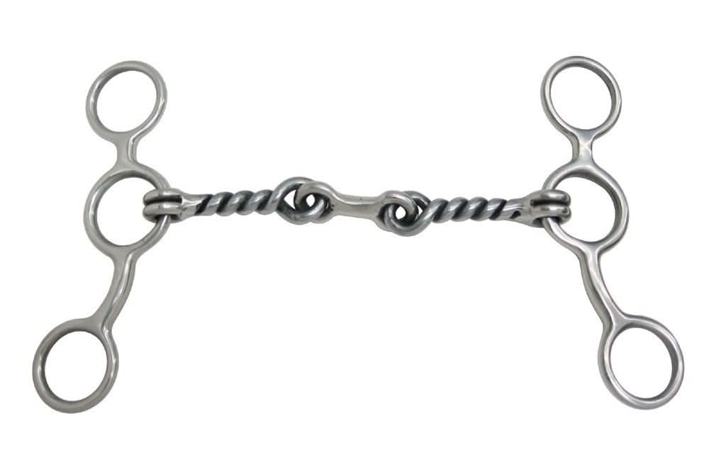 AJ Tack Junior Cow Horse Short Shank Stainless Steel Dogbone Twisted Gag Bit