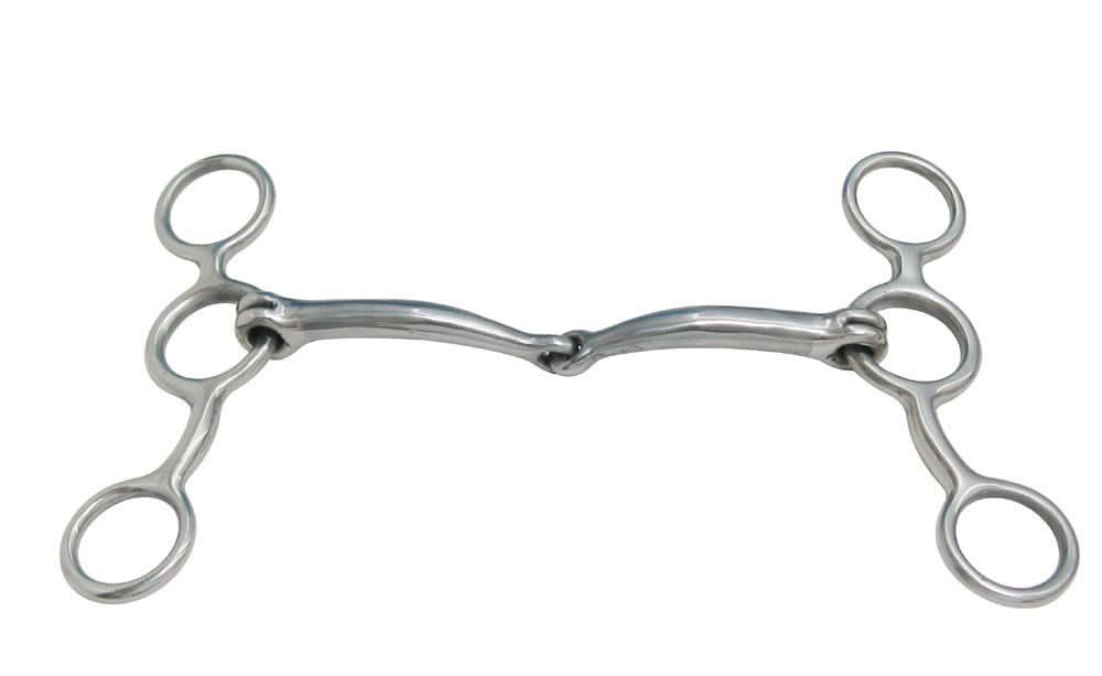 AJ Tack Stainless Steel Jr. Cowhorse Smooth Snaffle Gag Bit - 5 1/4" Cheek