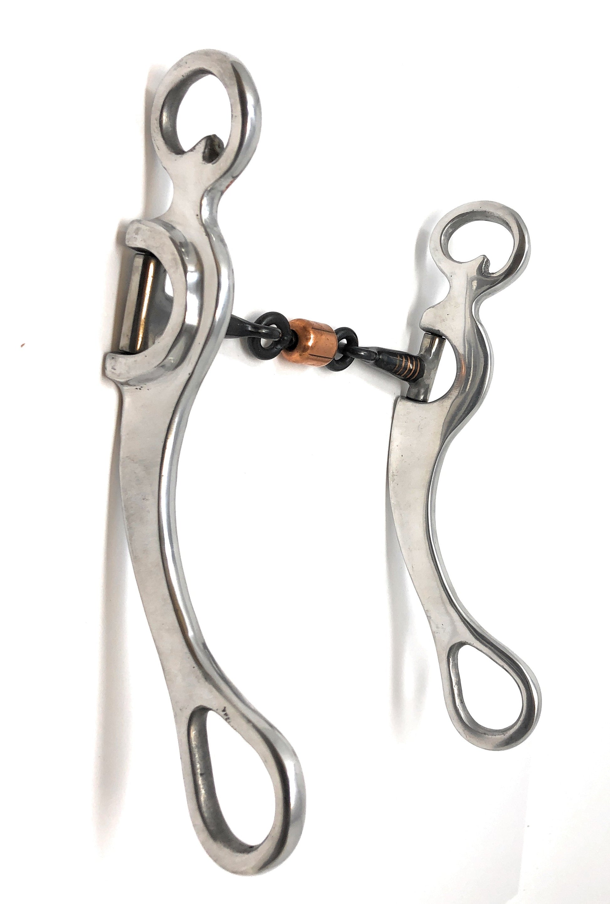 AJ Tack Aluminum Three Piece Copper Roller Snaffle Bit