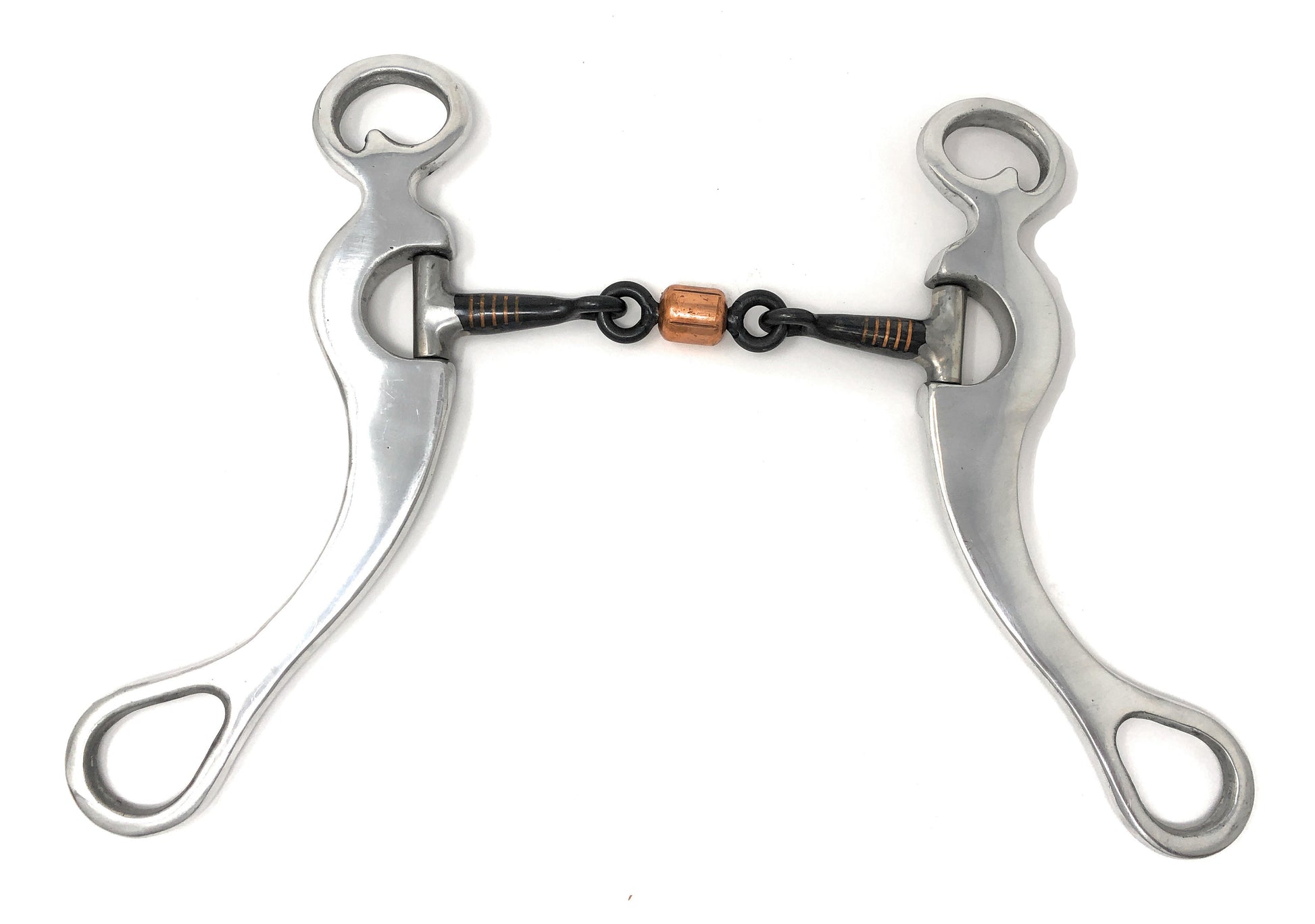 AJ Tack Aluminum Three Piece Copper Roller Snaffle Bit