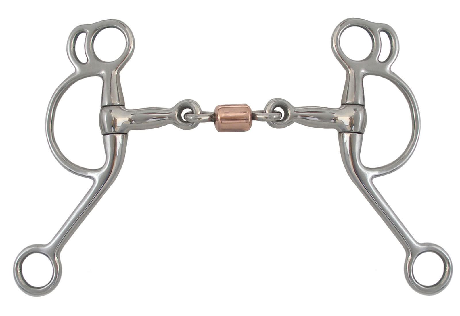 AJ Tack Double Rein Tom Thumb 3 Piece Copper Roller Bit