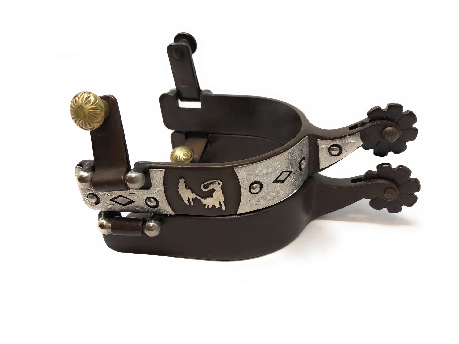 AJ Tack Men's Brown Antique Team Roping Offset Spurs