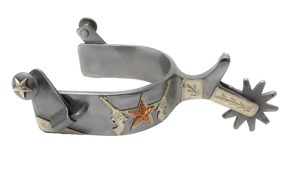 AJ Tack Men's Stainless Steel Stars and Double Shooter Spurs