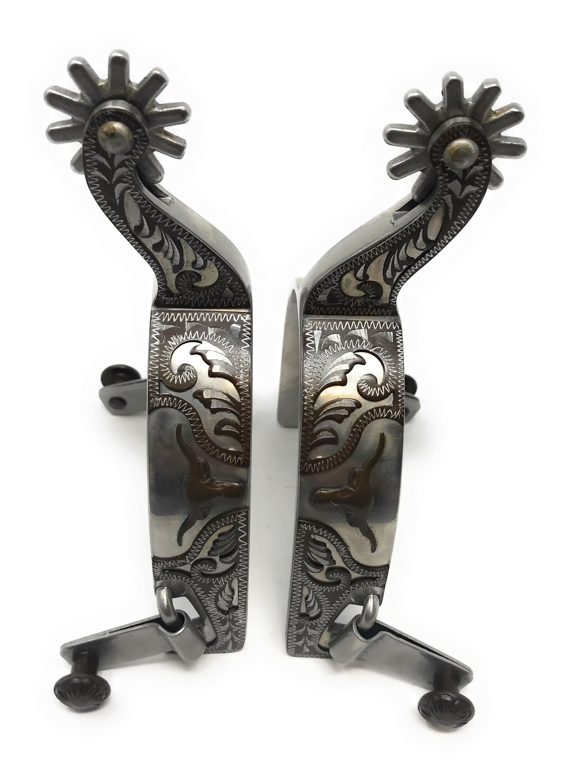 AJ Tack Men's Longhorn Floral Show Spurs