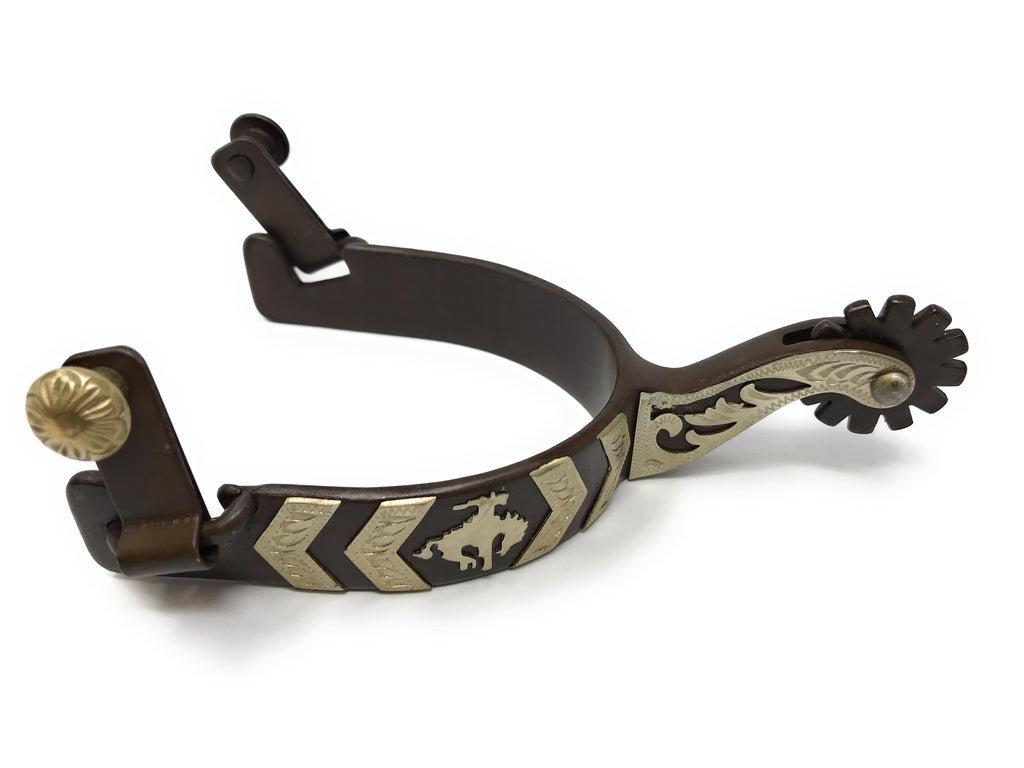 AJ Tack Men's Bronc Rider Antique Brown Show Spurs